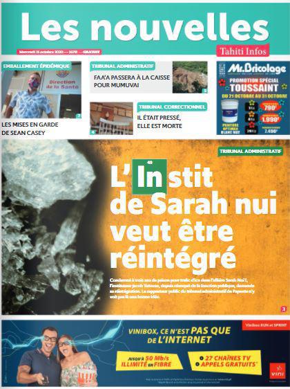 Cliquez sur la Une pour lire le journal