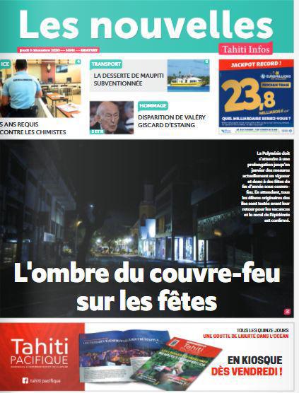 Cliquez sur la Une pour lire le journal