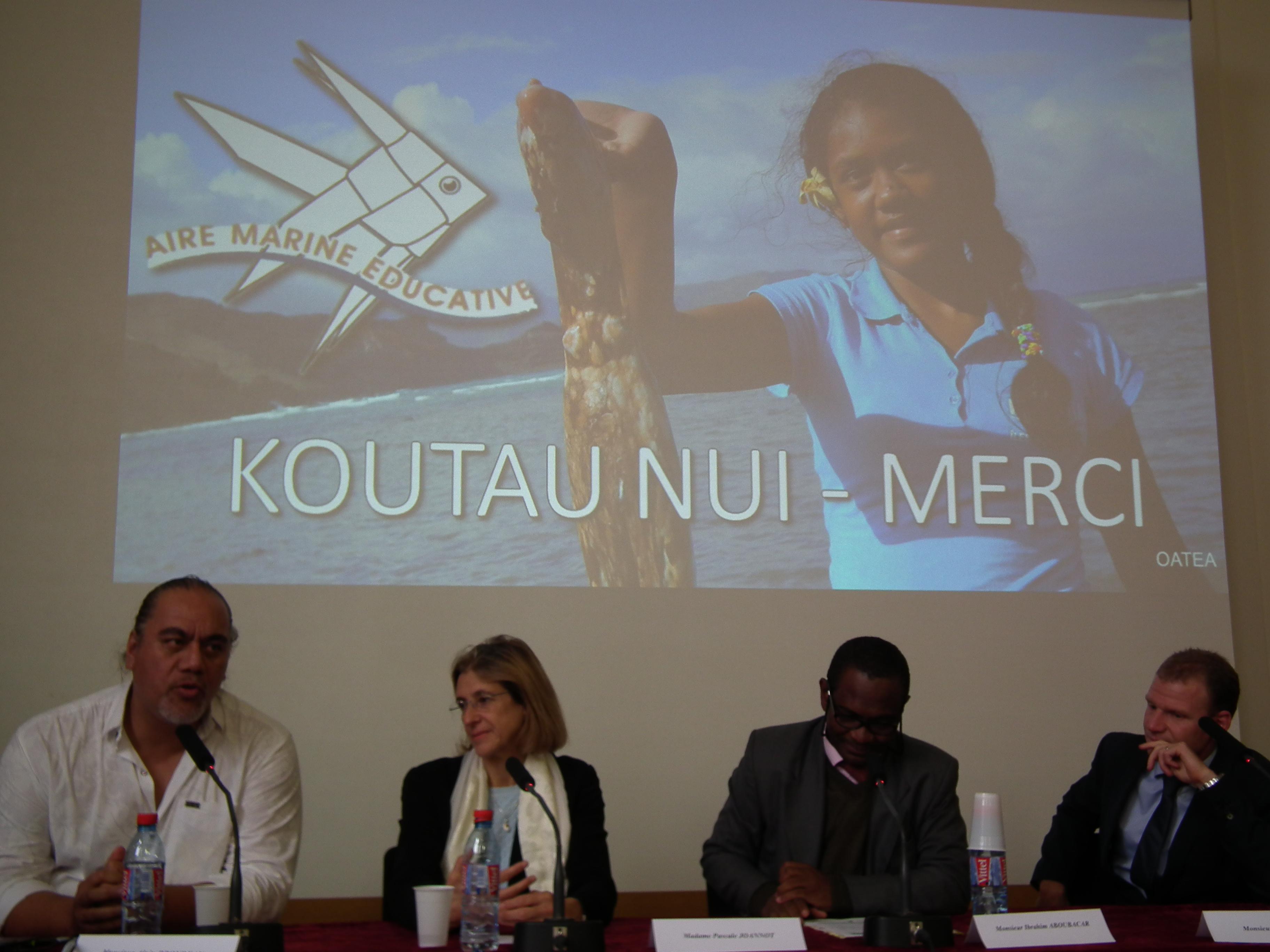 L’aire marine éducative de Tahuata, présentée par Pascal Ehrel, a été citée en exemple lors du colloque sur les outre-mer et les changements climatiques.