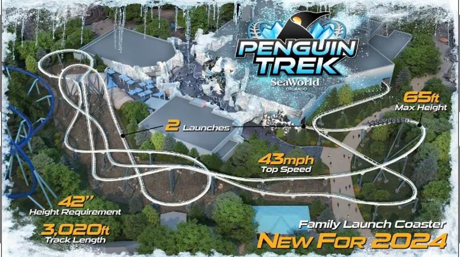 SeaWorld Orlando gibt die Eröffnung der Achterbahn Penguin Trek im Schneemobil-Stil bekannt