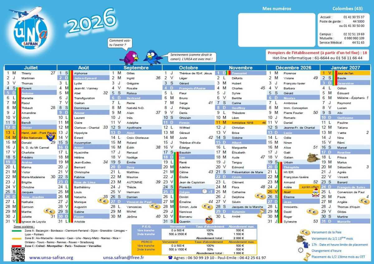 Calendrier 2026