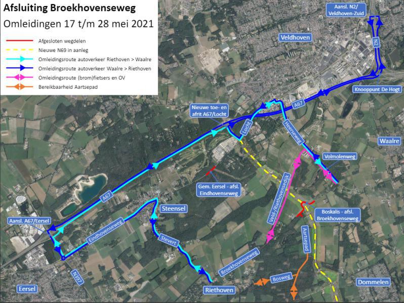 Aanpassing omleidingsroute afsluiting Broekhovenseweg