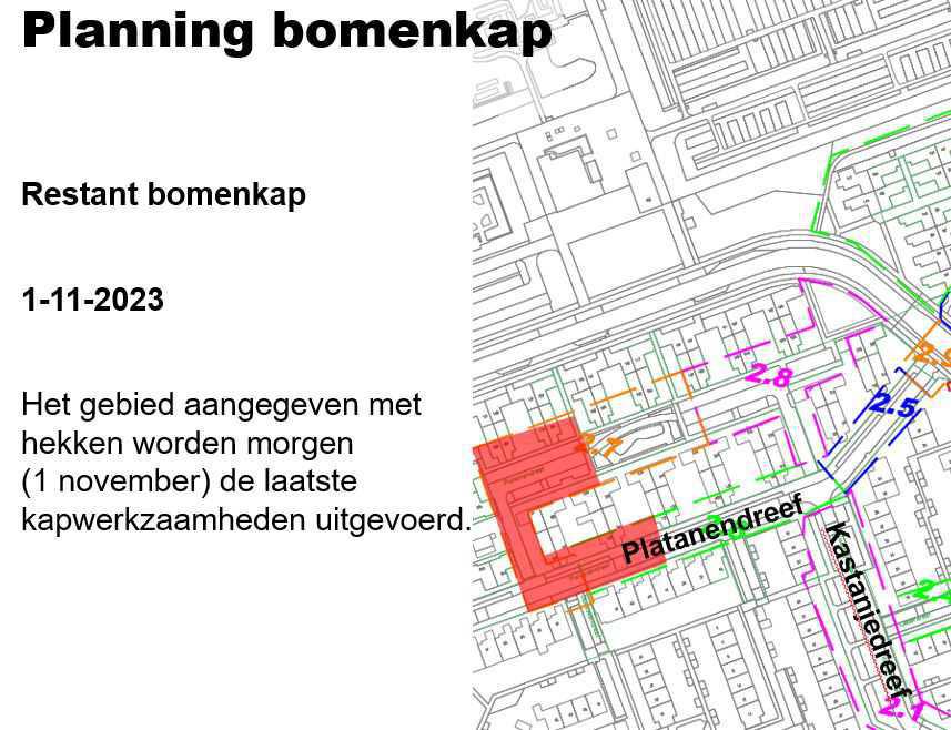 Deelgebied 2, 1 november laatste werkzaamheden bomenkap Deelgebied 2, 1 november laatste werkzaamheden bomenkap