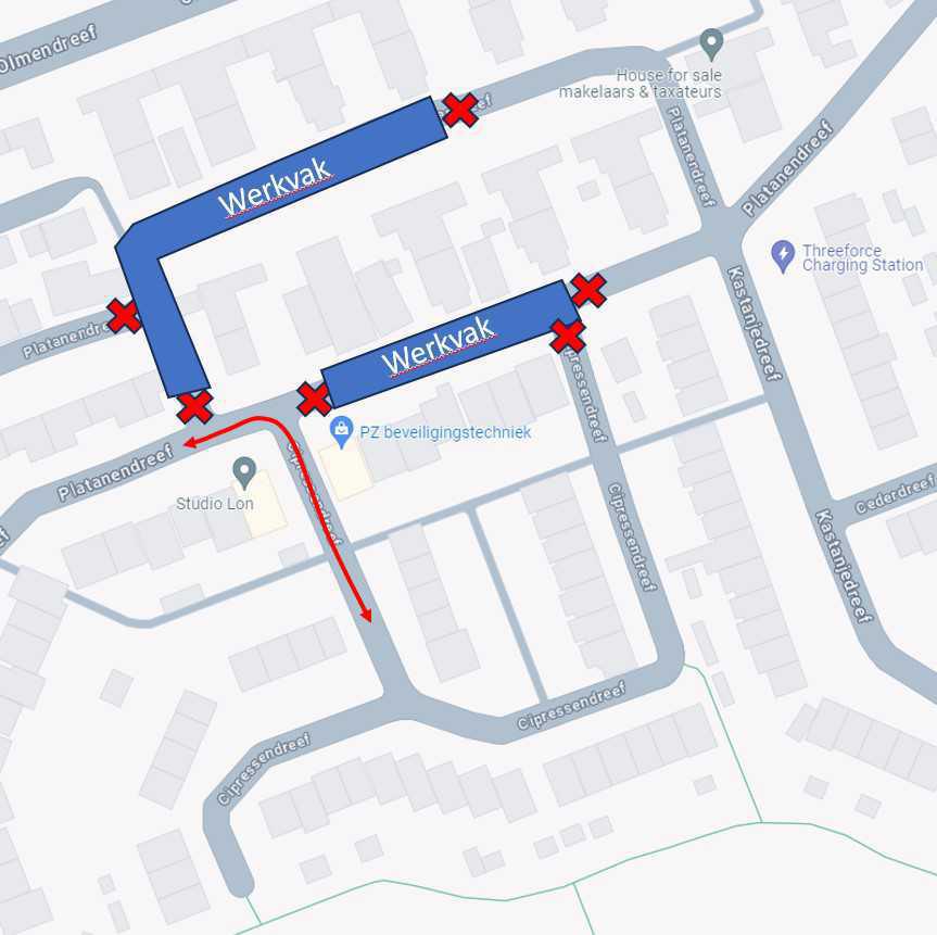 Cipressendreef, wijziging aanrijroute Cipressendreef, wijziging aanrijroute