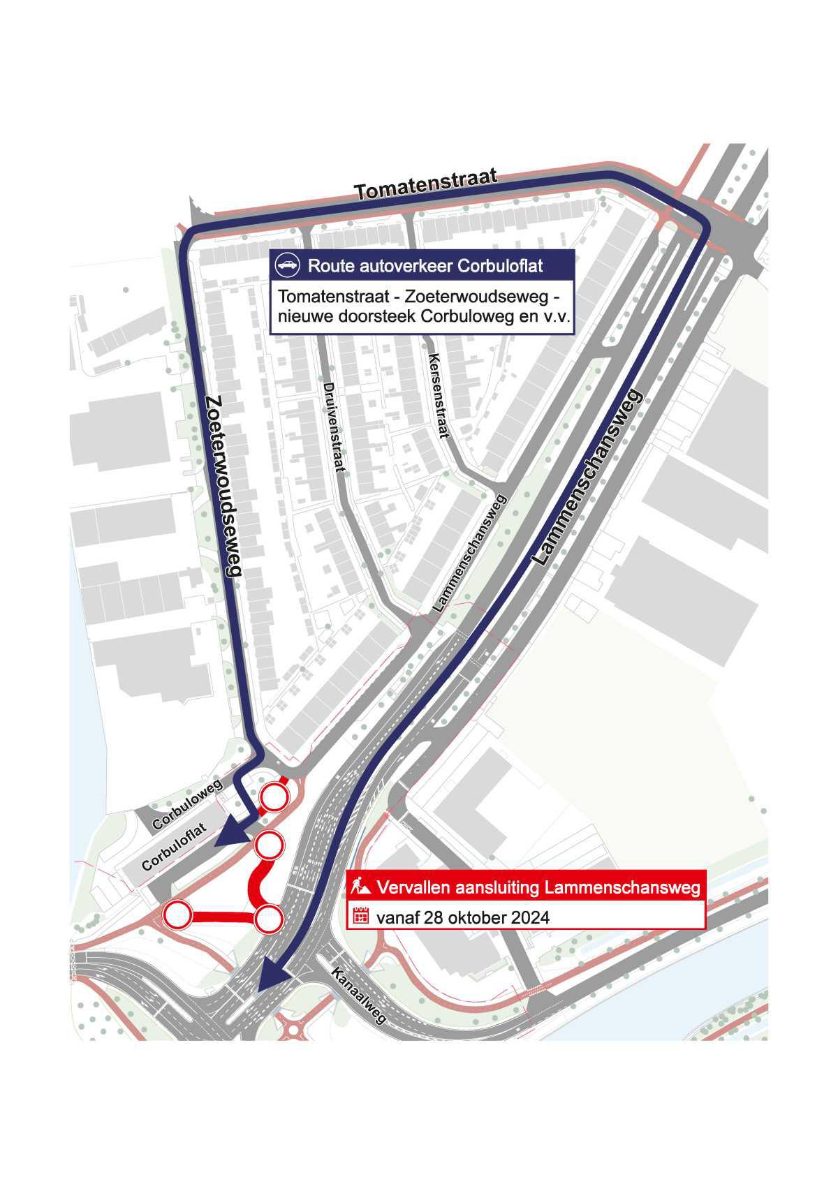 Nieuwe ontsluitingsroute Corbuloflat per 28 oktober