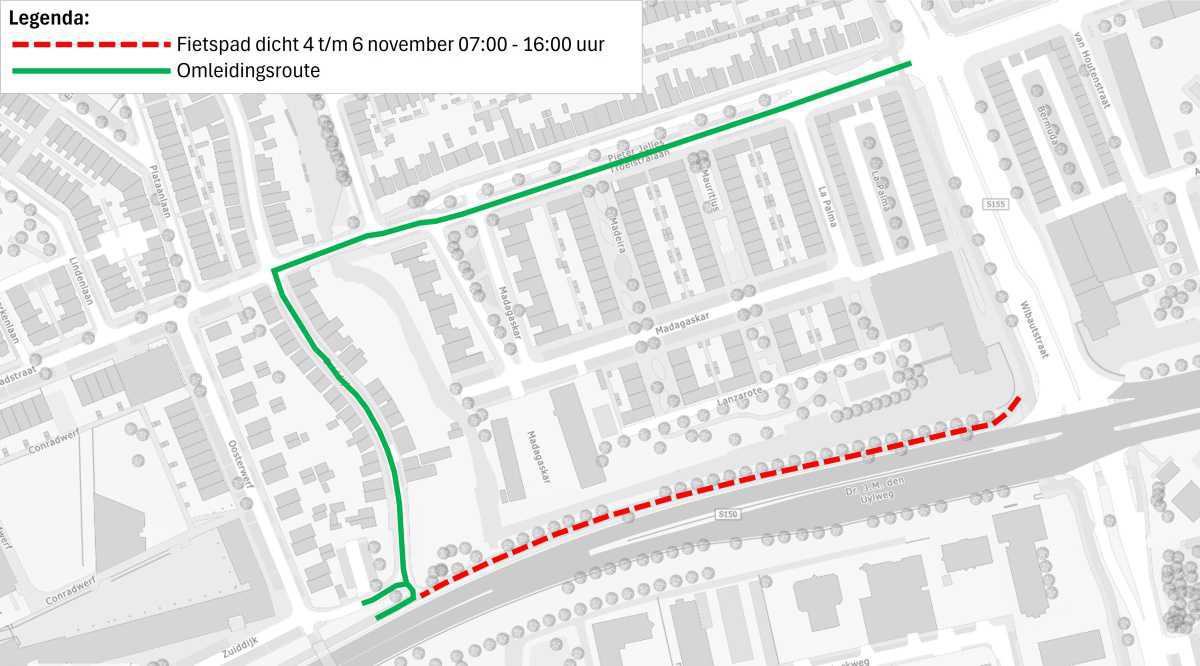 Fietspad dicht 4 t/m 6 november