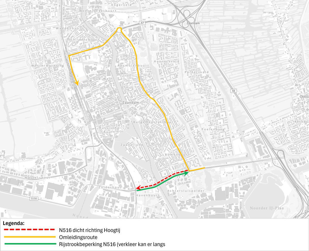 Nachtafsluiting N516 op 6 en 7 november