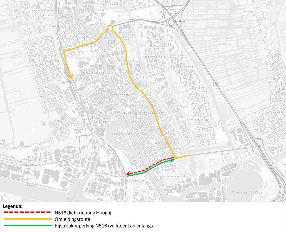 Nachtafsluiting N516 op 6 en 7 november Nachtafsluiting N516 op 6 en 7 november