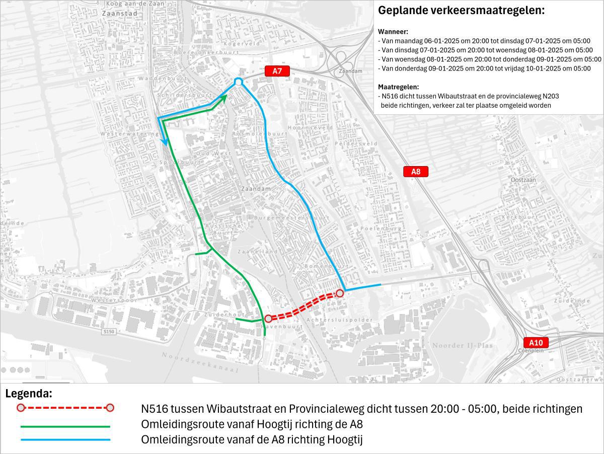 Nachtwerkzaamheden Thorbeckeweg januari 2025