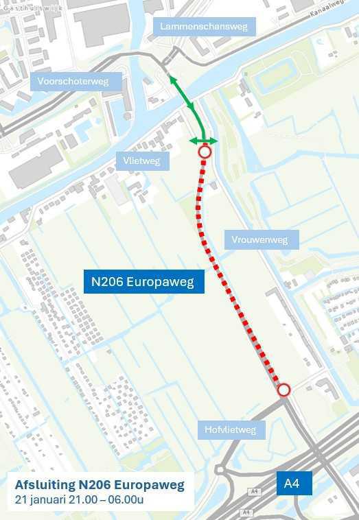 Avond-/nachtafsluiting N206 Europaweg 21 januari Avond-/nachtafsluiting N206 Europaweg 21 januari