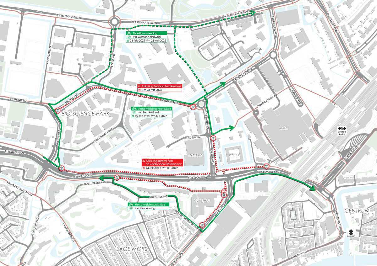 Vanaf 24 februari fietspaden rondom Plesmanlaan afgesloten