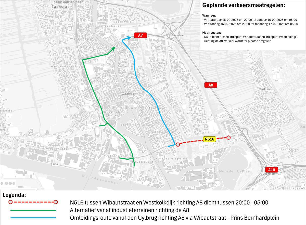 Nachtafsluiting 15 en 16 februari