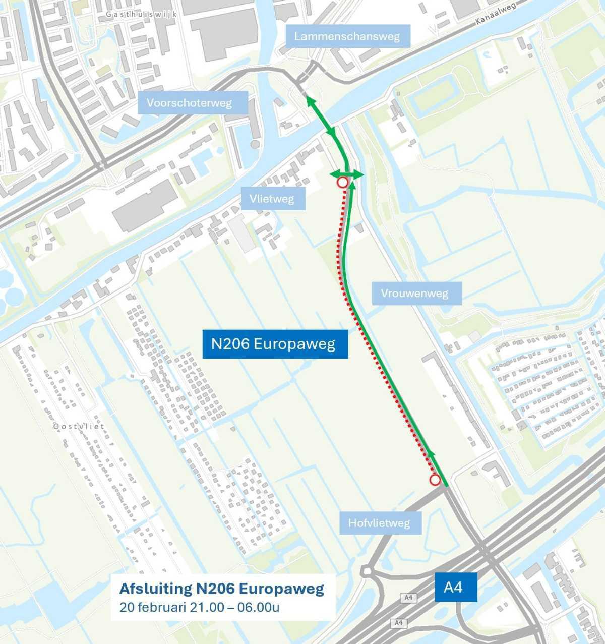Avond-/nachtafsluiting N206 Europaweg 20 februari Avond-/nachtafsluiting N206 Europaweg 20 februari
