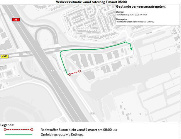 Nachtafsluitingen Verlengde Stellingweg 25 t/m 28 februari