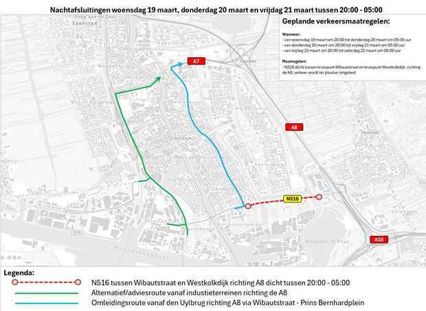 Nachtafsluitingen Thorbeckeweg 19 t/m 21 maart 2025