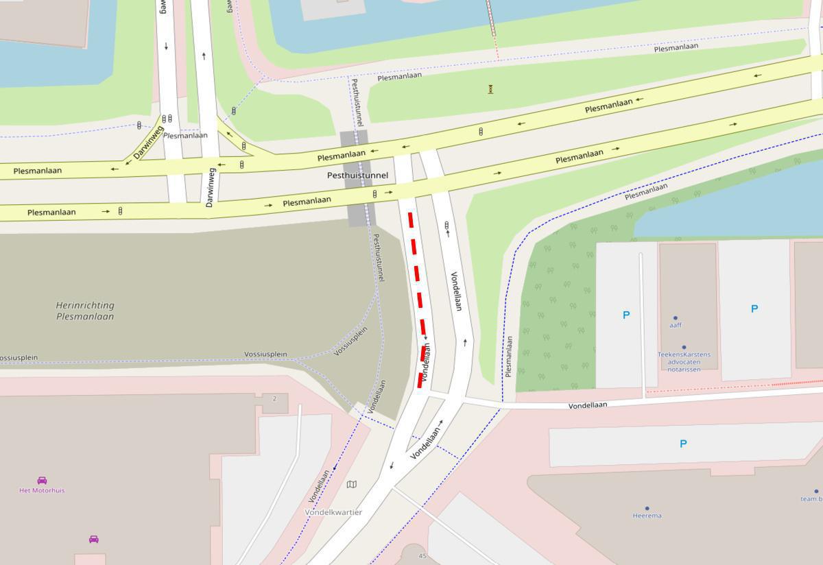 14 mei - Intrekken Dunea leiden en plaatsen barrier Vondellaan