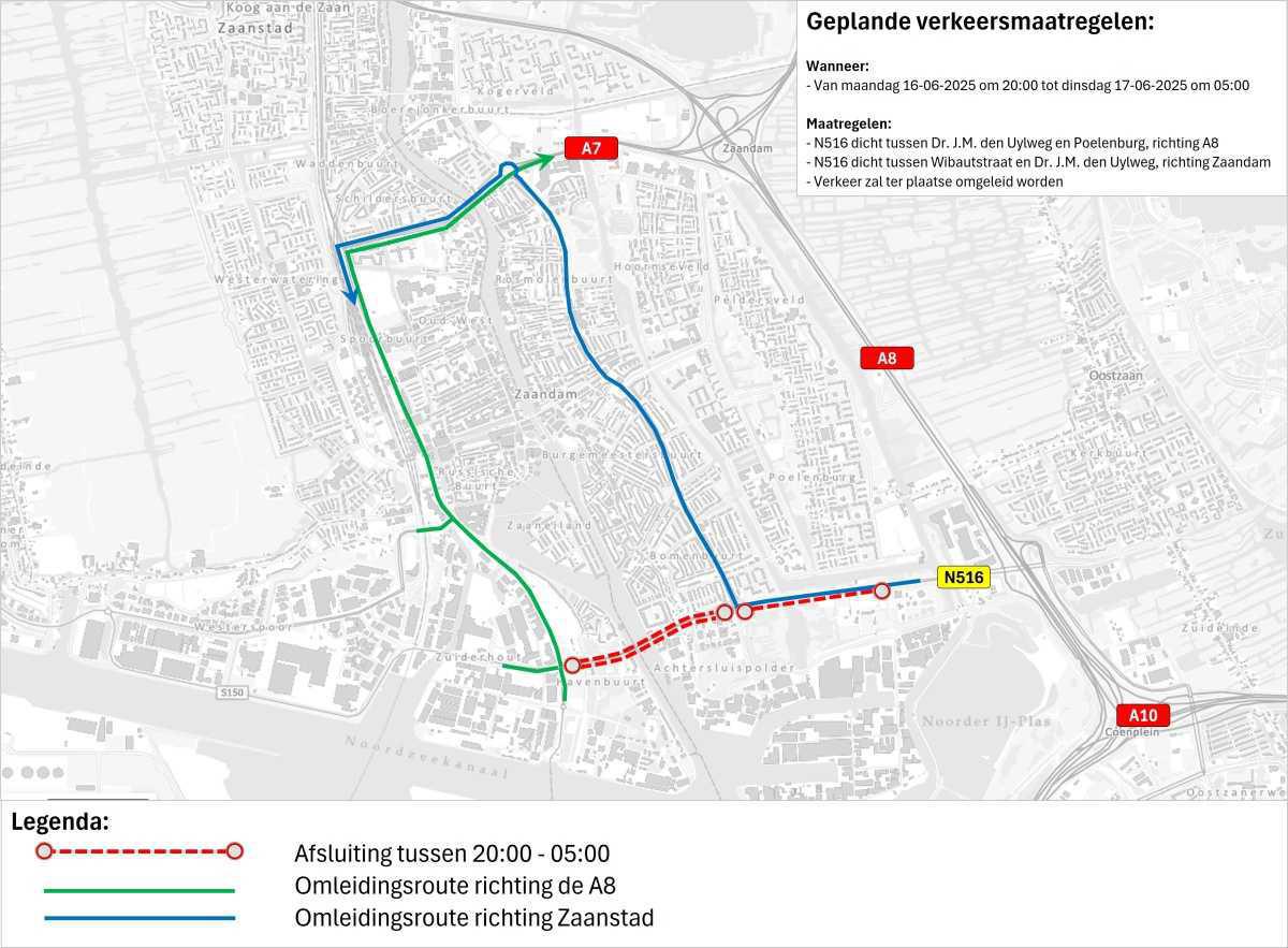 Herinnering Thorbeckeweg-Wibautstraat 16 en 17 juni ’s nachts afgesloten