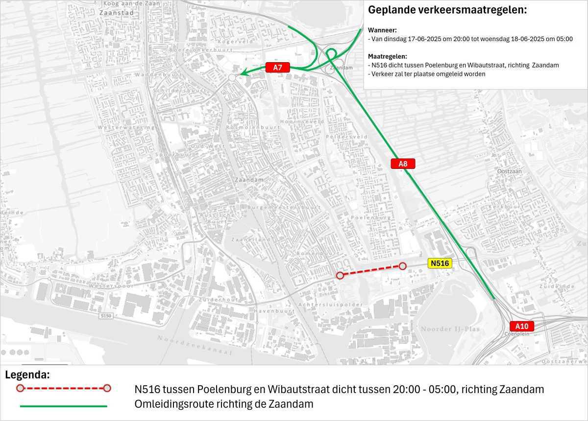 Herinnering Thorbeckeweg-Wibautstraat 16 en 17 juni ’s nachts afgesloten