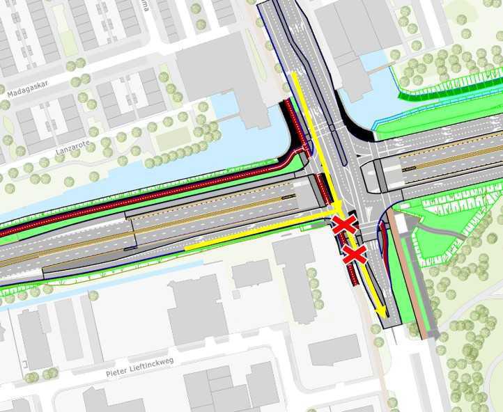 Afslag Wibautstraat 1-21 juli dicht Afslag Wibautstraat 1-21 juli dicht