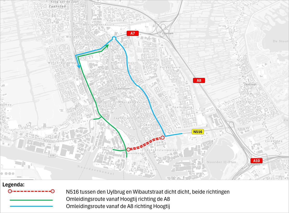 Dr. J.M. den Uylweg dicht in weekend 4 t/m 7 juli