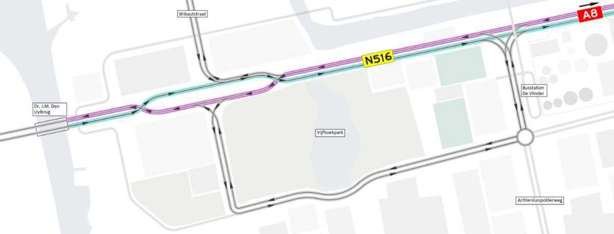 N516 dicht in weekend 18 t/m 21 juli