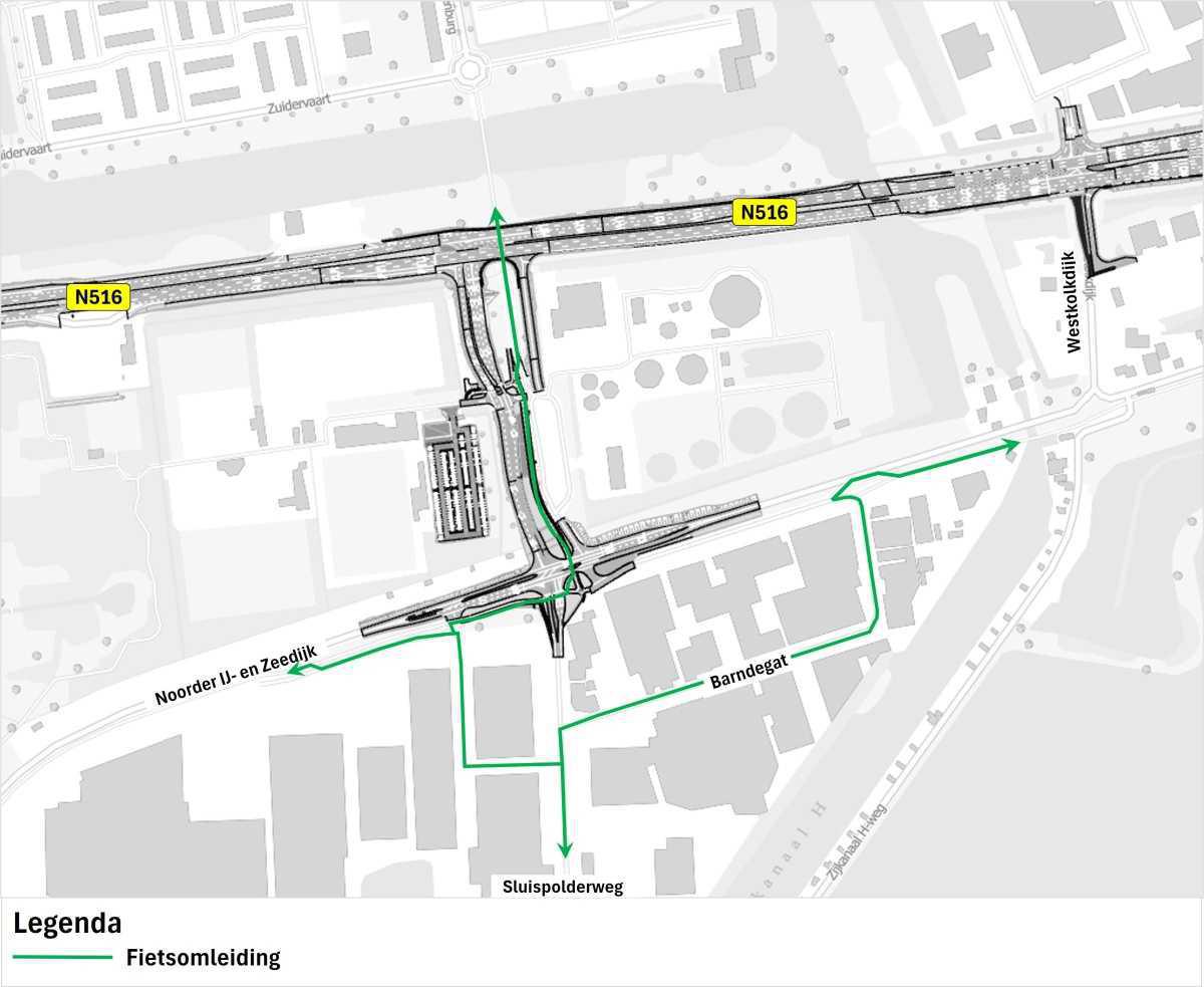 Omleidingsroute verkeer Achtersluispolder I: 27 oktober t/m 19 december