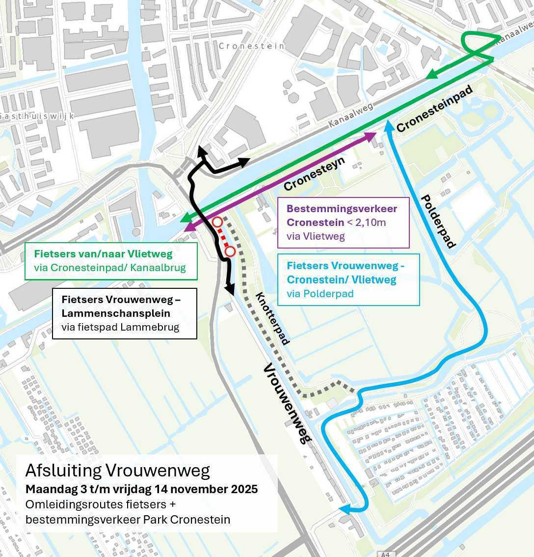 Afsluiting Vrouwenweg 3 t/m 14 november