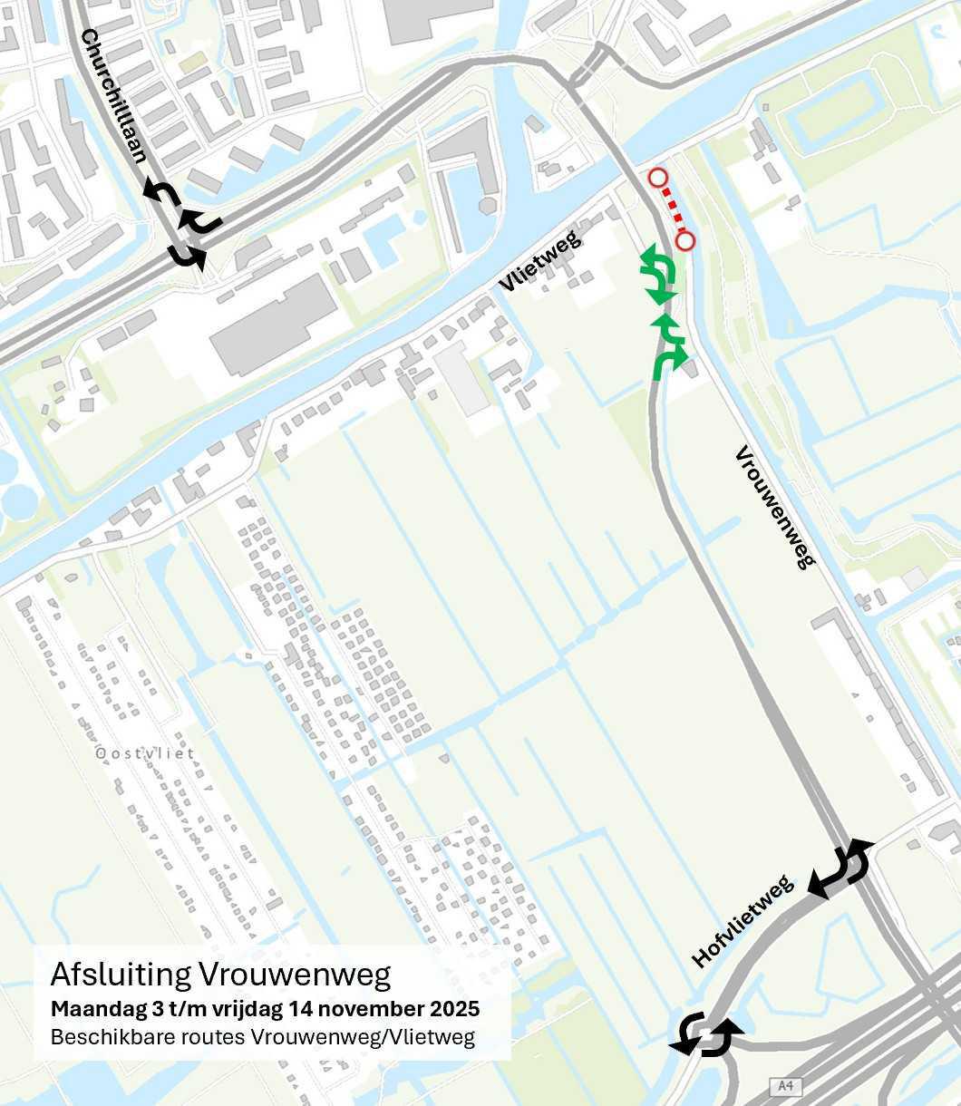 Afsluiting Vrouwenweg 3 t/m 14 november
