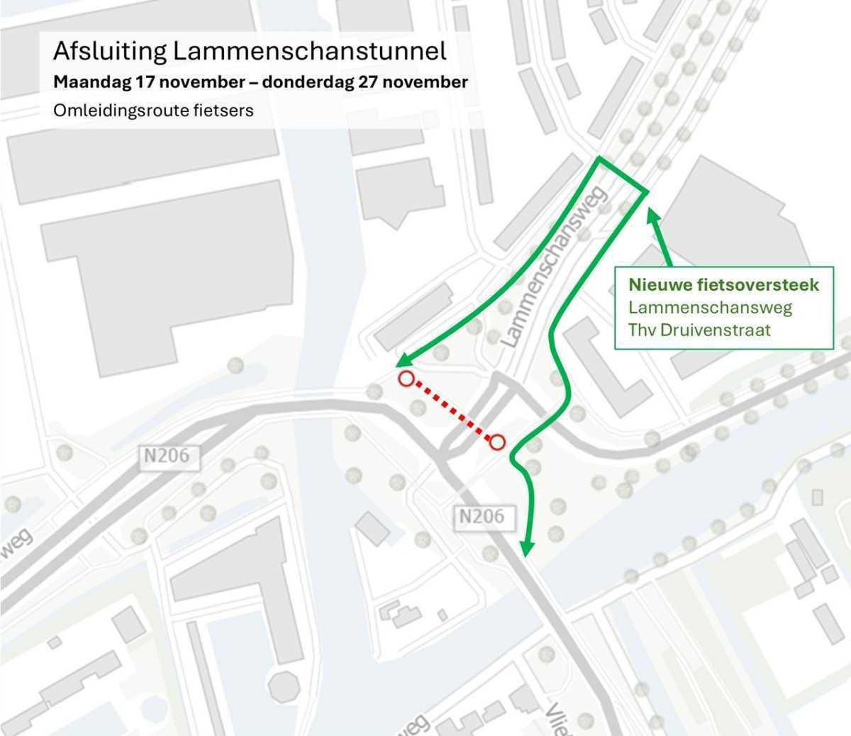 Afsluiting fietstunnel Lammenschanstunnel Afsluiting fietstunnel Lammenschanstunnel