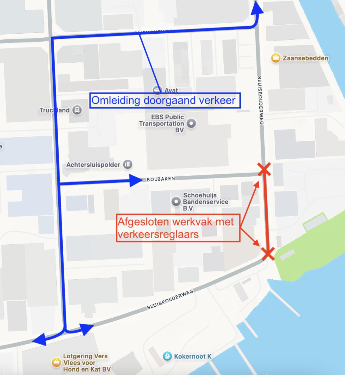 Afsluiting Sluispolderweg maandag 17 november