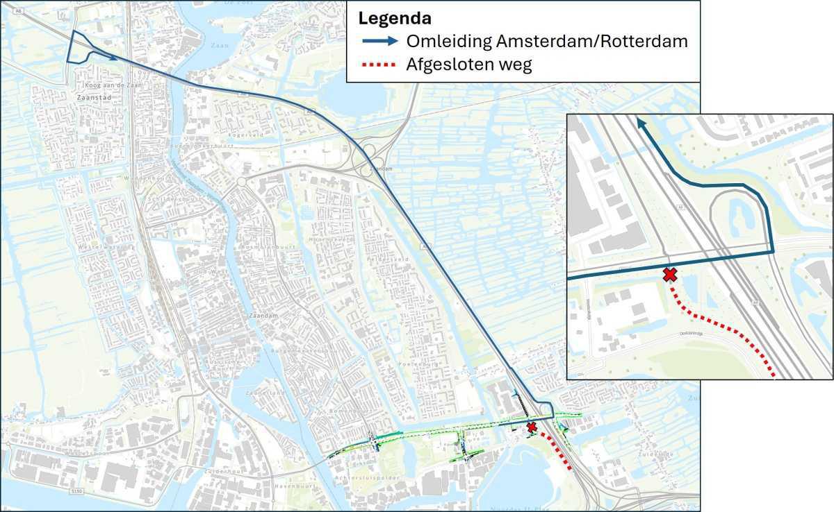 Toerit naar A8 afgesloten