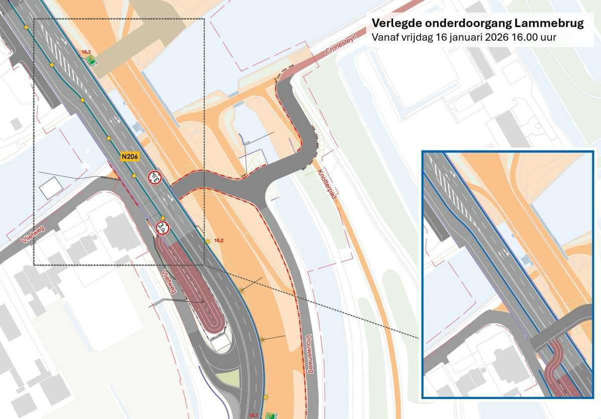 Afsluiting Vrouwenweg vrijdag 16 januari