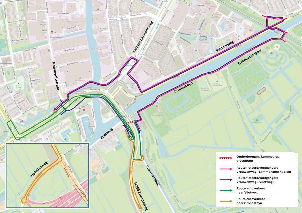 Geannuleerd: Afsluiting onderdoorgang Lammebrug 25/26 maart