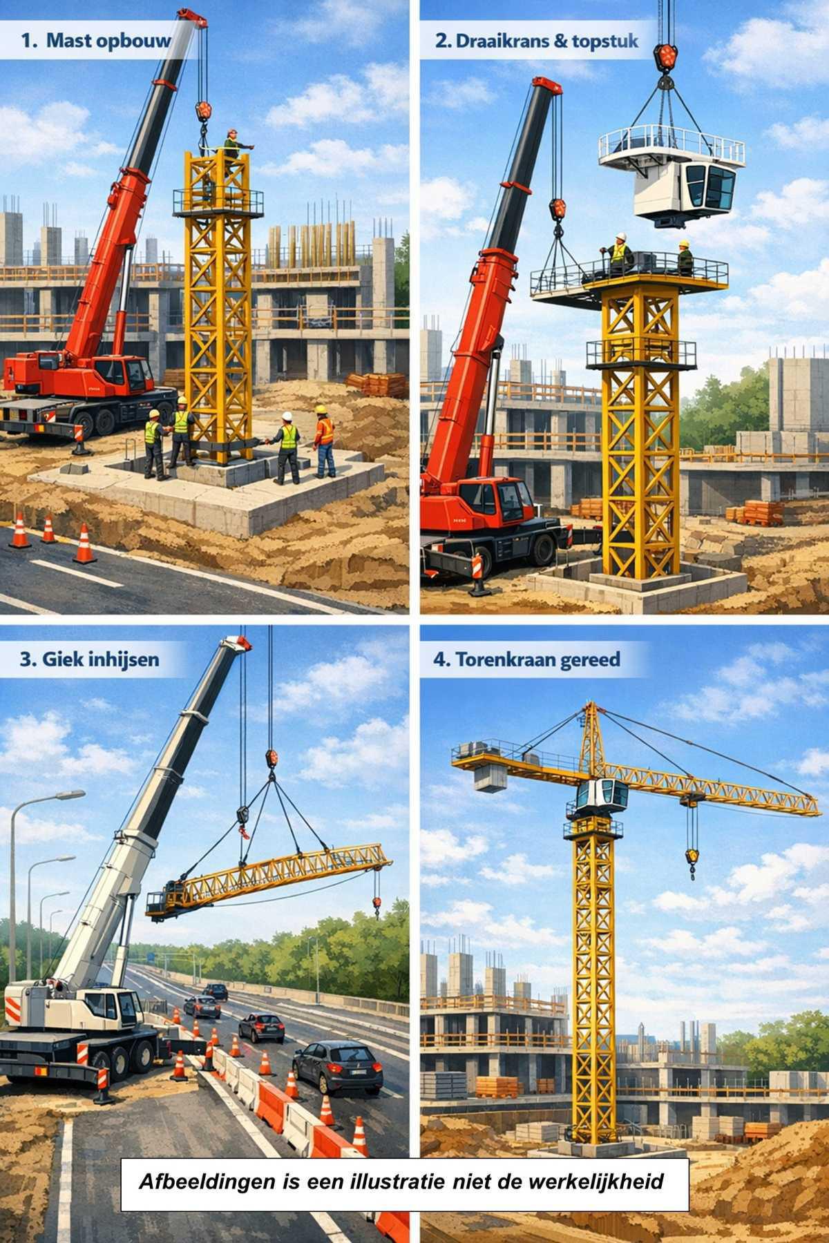 Inhijsen giek torenkraan – bouw Gé Frankentunnel 