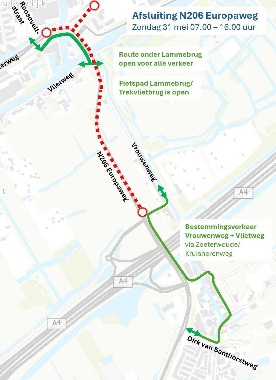 Afsluiting N206 Europaweg zondag 31 mei Afsluiting N206 Europaweg zondag 31 mei