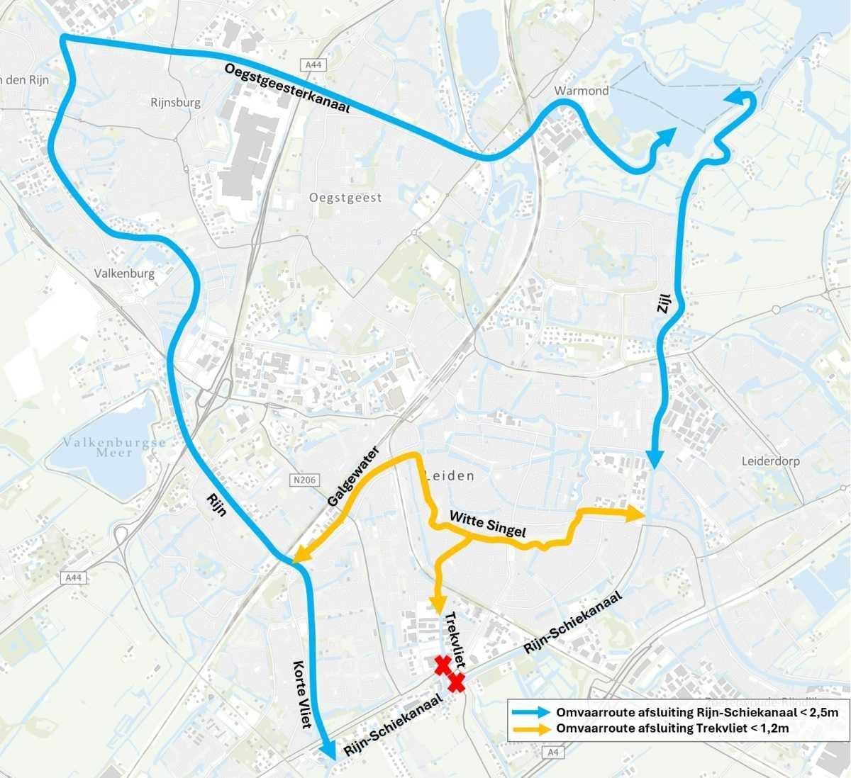 Afsluitingen Rijn-Schiekanaal (De Vliet) vanaf 20 juli