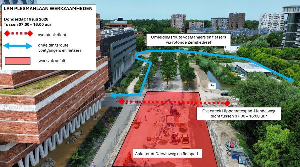 Asfalt op nieuw ingerichte Darwinweg