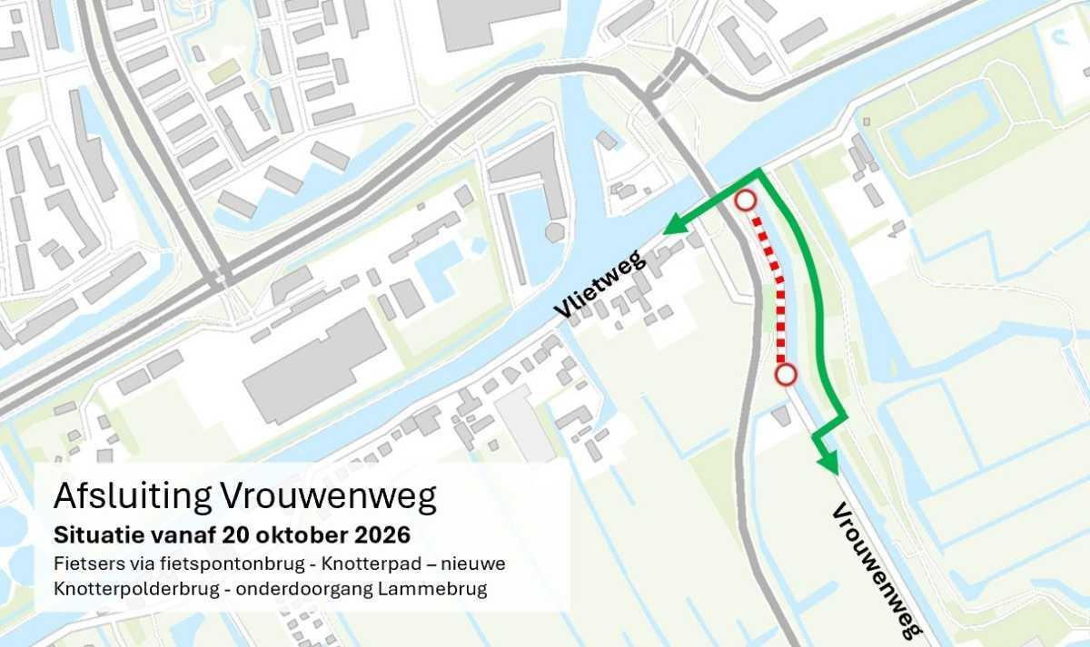 Afsluiting Vrouwenweg vanaf 19 oktober