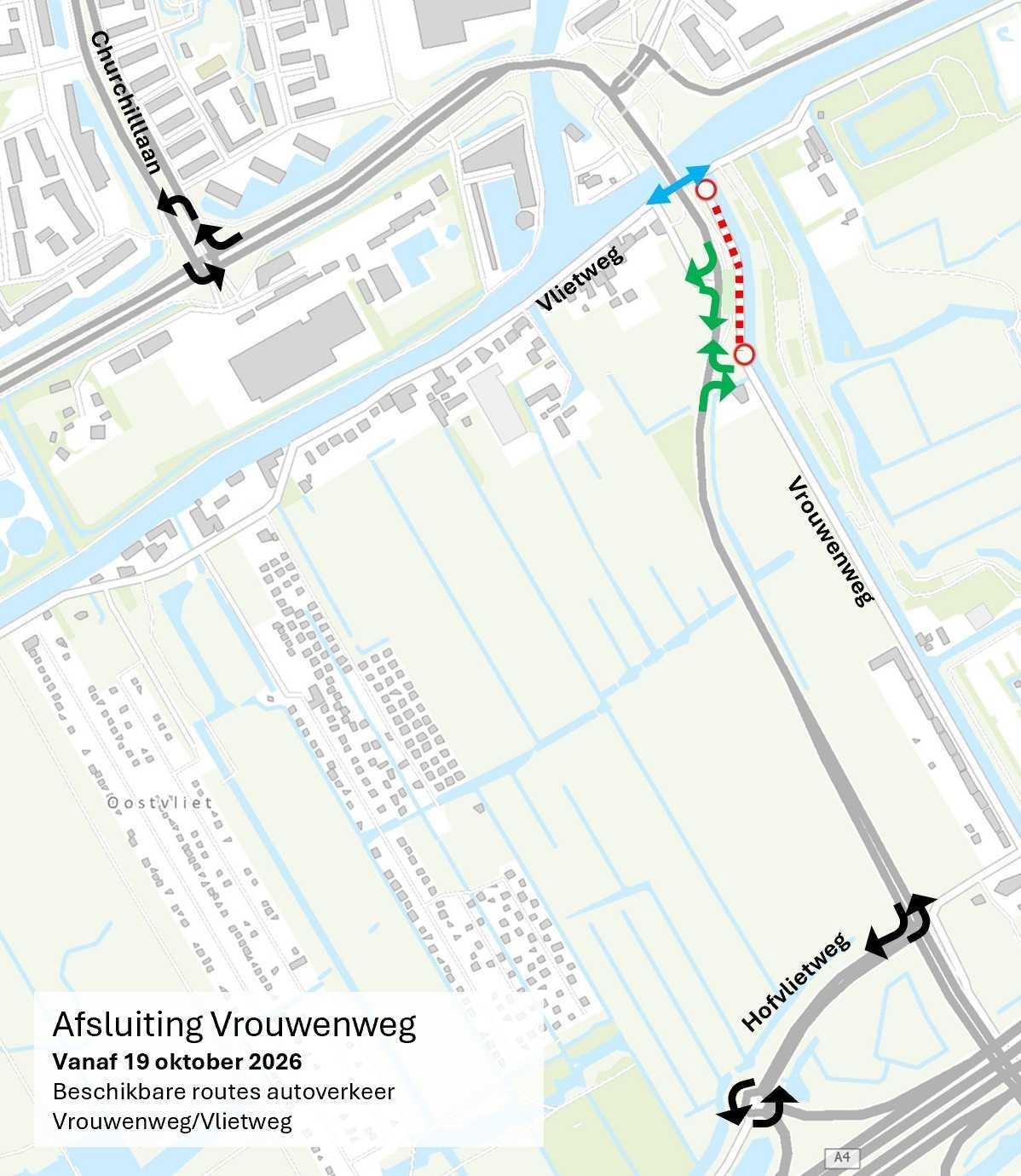 Afsluiting Vrouwenweg vanaf 19 oktober