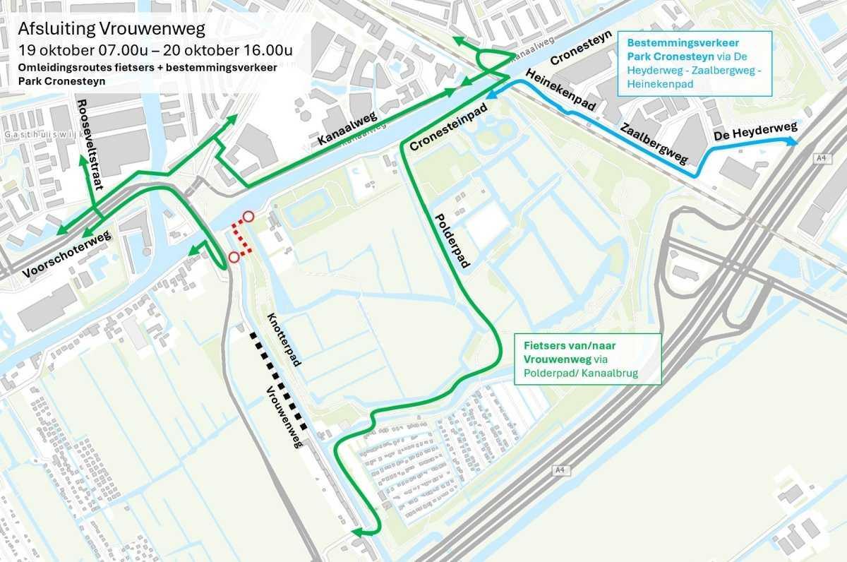 Afsluiting Vrouwenweg vanaf 19 oktober