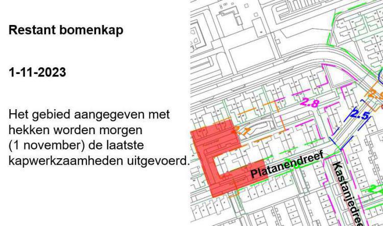 Deelgebied 2, 1 november laatste werkzaamheden bomenkap