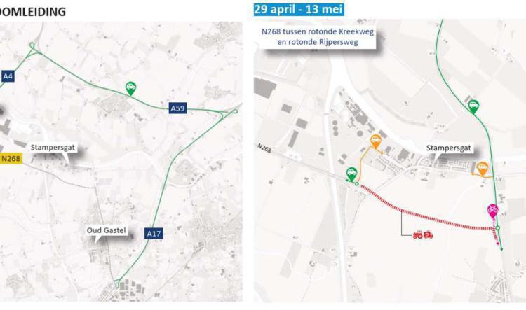 Werkzaamheden N268 29-04 t/m 13-05