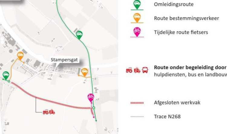 Sluipverkeer tijdens werkzaamheden N268 29-04 t/m 13-05
