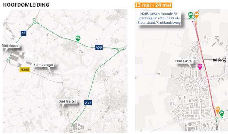 Werkzaamheden N268 13-05 t/m 24-05