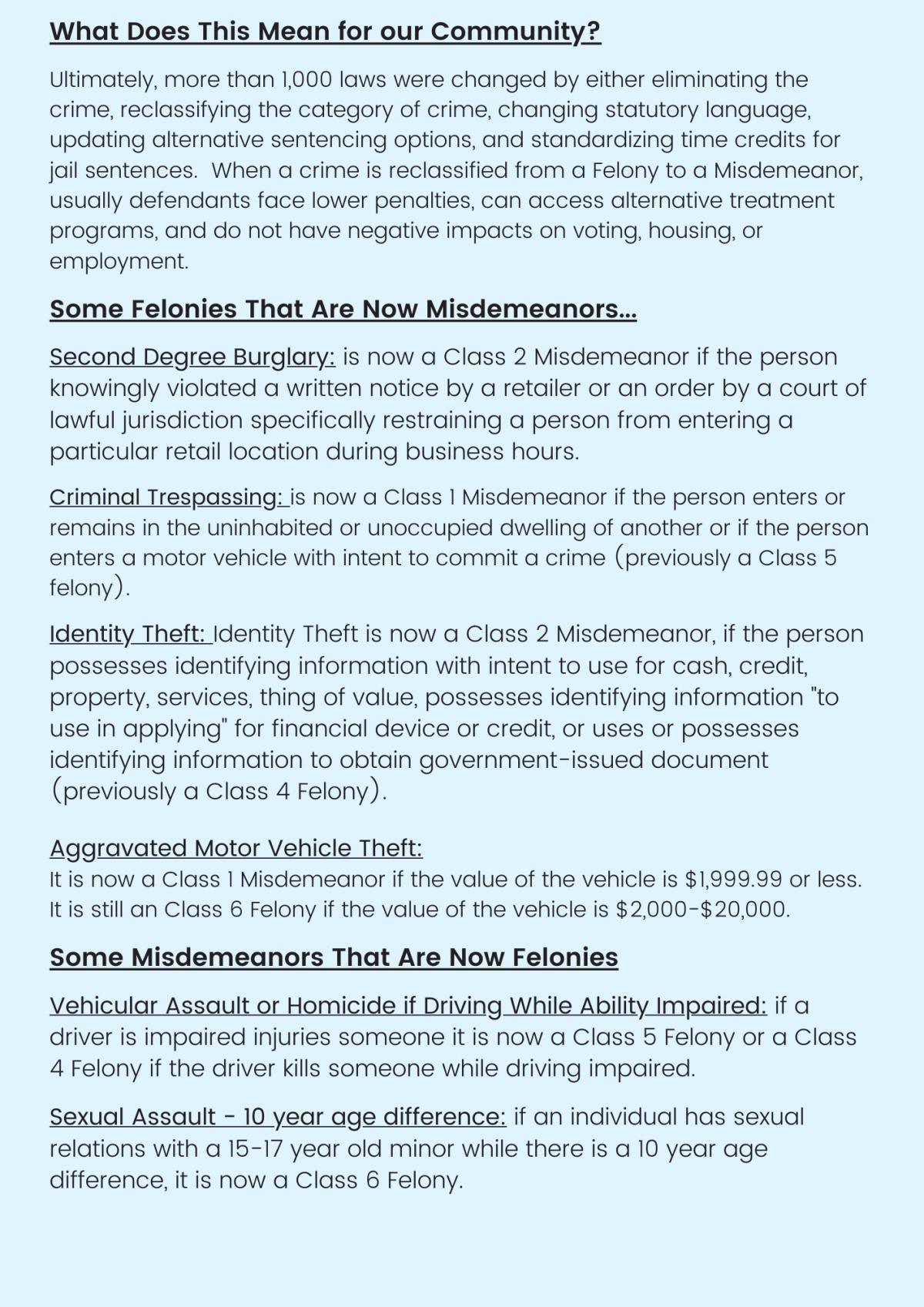 Senate Bill 21-271 Misdemeanor Reform Bill Senate Bill 21-271 Misdemeanor Reform Bill