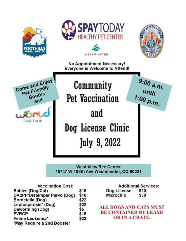 Low cost pet vaccination clinic 