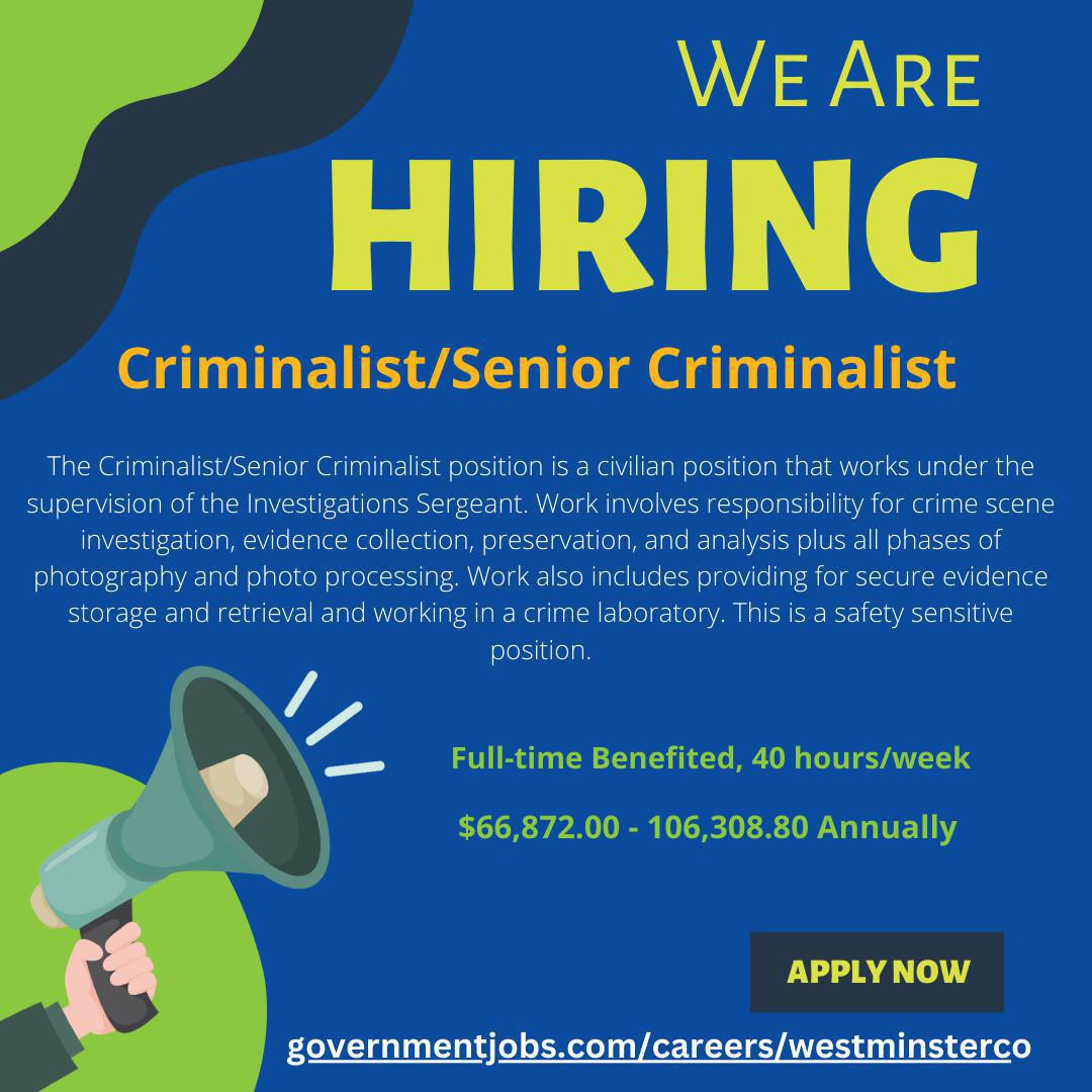 Criminalist - Senior Criminalist Criminalist - Senior Criminalist