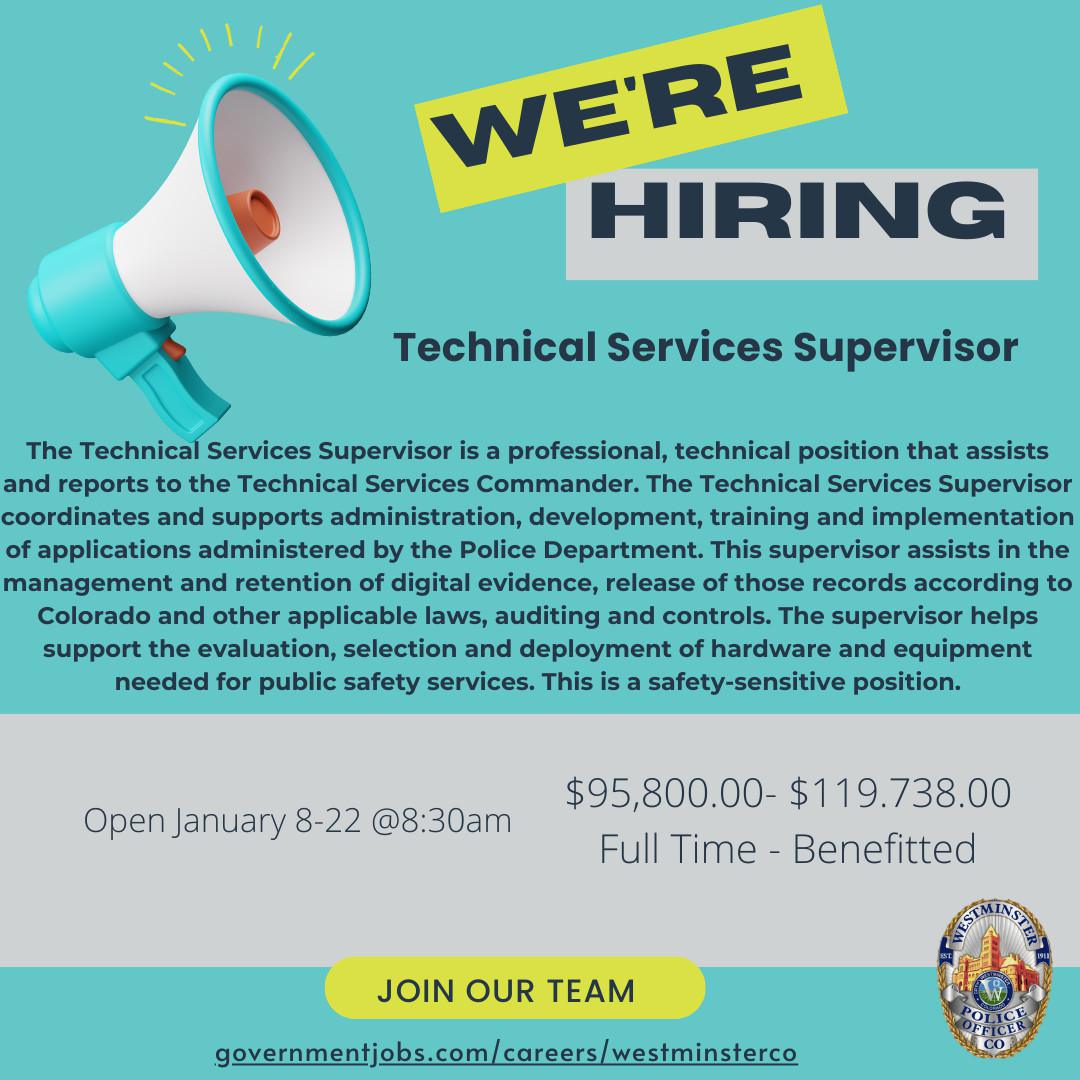 Technical Services Supervisor - Body Worn Camera Technical Services Supervisor - Body Worn Camera