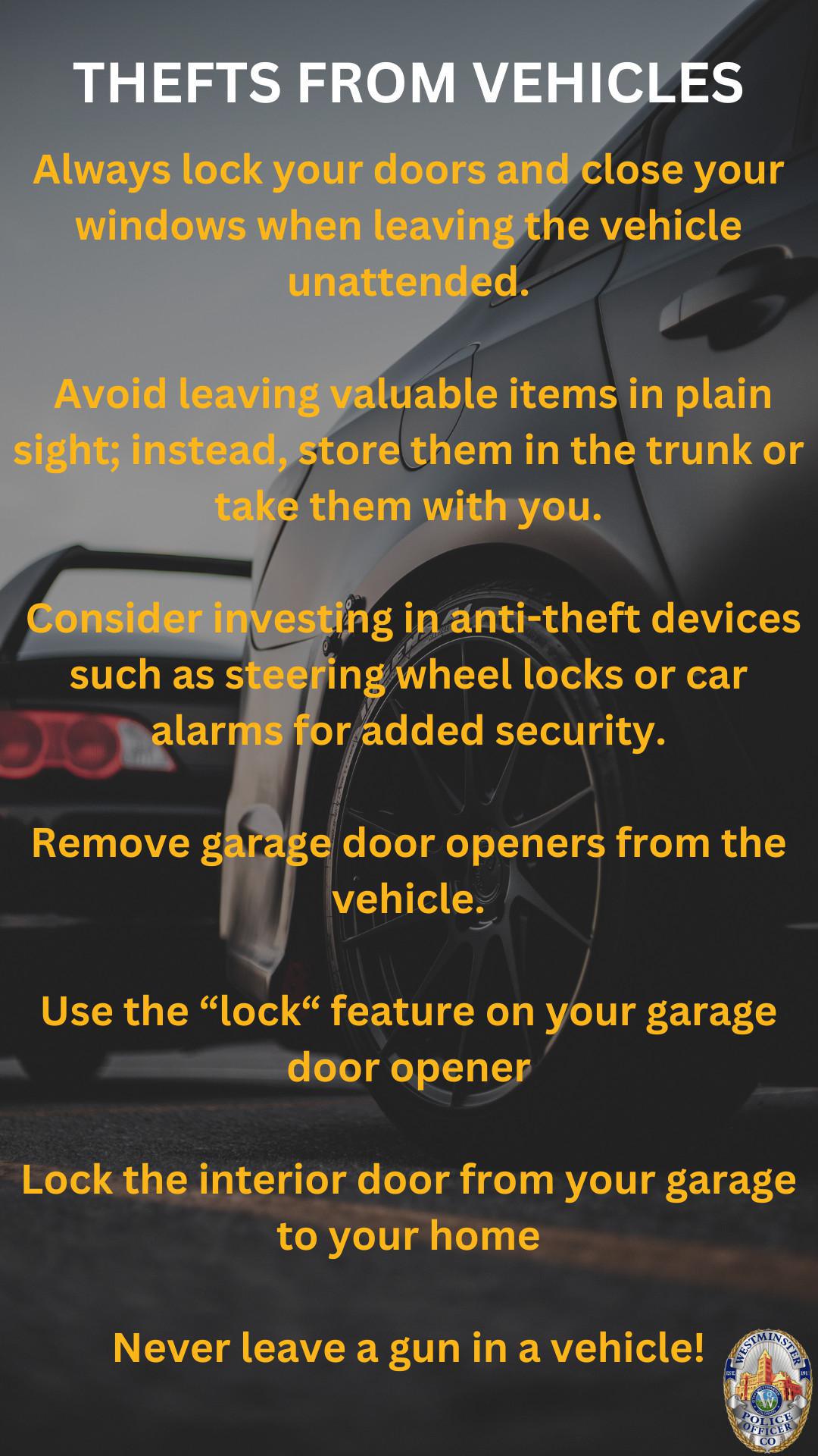 Preventing thefts from vehicles