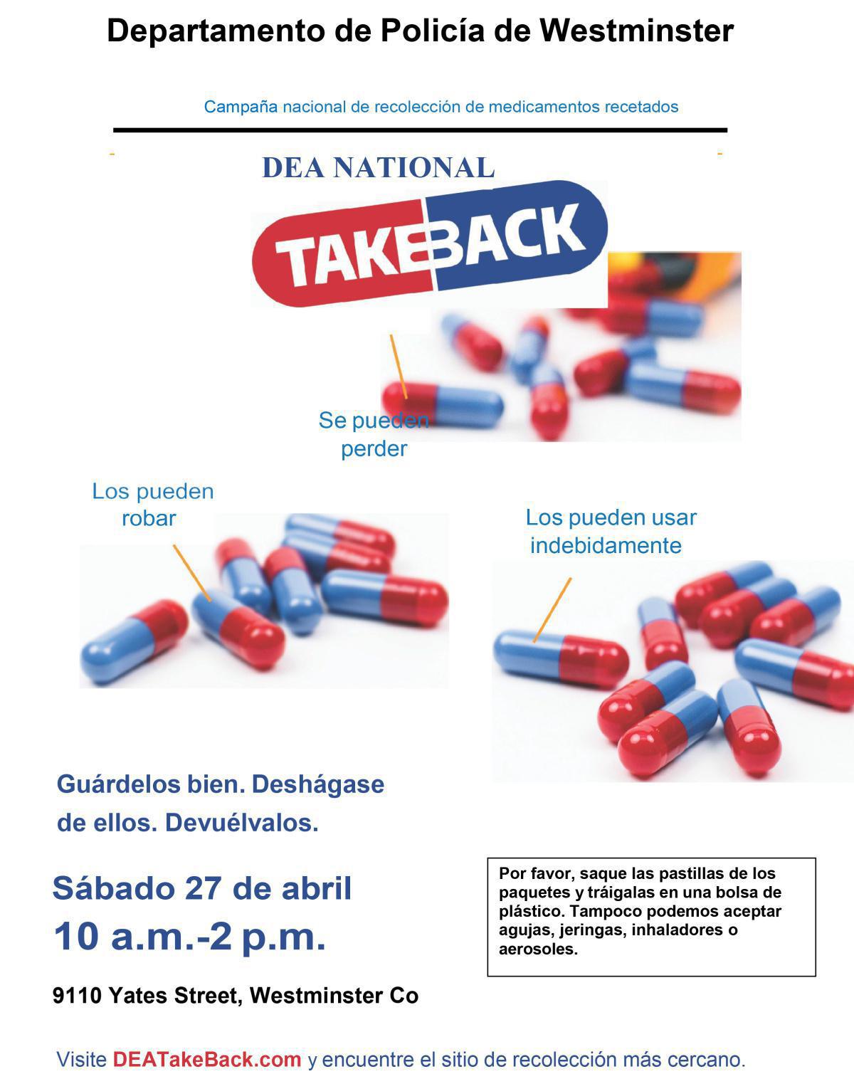 TODAY! Drug Take Back Day TODAY! Drug Take Back Day